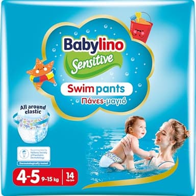 Babylino Sensitive SwimPants, Pannolini Mare e Piscina, Taglia 4-5 (9-15kg), 14 Unità