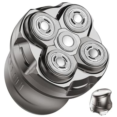 Sarsumir Rasoio Testa Calva Uomo, 5D Rasoio Elettrico Testa Calva 0 mm Impermeabile, Rasoio Capelli Uomo Testa Galleggiante Magnetica con Display LED, USB-C, Argento