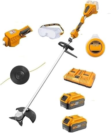 Ingco Cstli200285 Decespugliatore A Batteria 40 V Doppia Batteria 4 Ah Tagliabordi Velocità E Potenza Regolabili Professionale Giardinaggio
