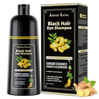 Black Hair Dye Shampoo Colorante Uomo Donna, 3 in 1 Hair Color Shampoo Naturale Colore Istantaneo Antigrigio, 500ML