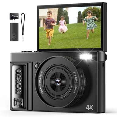 Macchina Fotografica Digitale 4K Ultra HD: 64MP Fotocamera Macchine per Principianti - Flip 180° Videocamera con Scheda di Memoria Da 32GB - Digitale Camera con Autofocus 16X Zoom