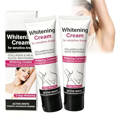 Crema Schiarente Corpo e Intima, per un Tono Della Pelle Più Uniforme, Crema Sbiancante Intima per Pelle Opaca, Ascelle, Collo, Ginocchia, Gomiti e Cosce, per Donne e Uomini - 50 g×2