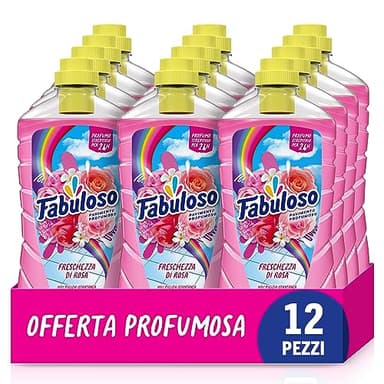 Fabuloso Detersivo Pavimenti Freschezza di Rosa 950ml, Detergente Multiuso, 100% Pulizia, Profumo per 24 ore, Formula Biodegradabile al 98%, 99% Ingredienti di Origine Naturale