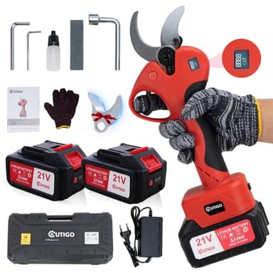 OUTIGO Forbici Potatura Elettriche, Dotato di 2 batterie da 3000 mAh, 40 mm, con display, motore brushless, adatto per giardinaggio, alberi da frutto, vigneti