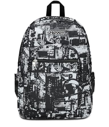 Seven Zaino Scuola Freethink, Nero Grigio, Boy, Zaino Doppio Scomparto Con Supporto USB, Tasca Porta PC o Tablet e Tasca Porta Borraccia, Zaino Medie e Superiori, Bambino Ragazzo