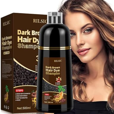 500 ml Shampoo per Capelli 3 in 1, Tintura per Capelli Bianchi Istantaneo, Colore Naturale, Shampoo Colorante Capelli Bianchi, Tinta per Uomini Donne (Castano Scuro)