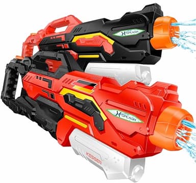 KESSER® Pistola ad acqua set di 2 pistole ad acqua pistole a spruzzo portata 10-11 metri, capacità 1500 ml divertimento acquatico giocattoli da spiaggia all'aperto, nero/rosso