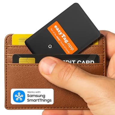 easyTag Card Tracker (Solo Samsung) - Smart Tag slim e globale per il tracciamento di portafogli, borse, valigie e bagagli. Tag intelligente ricaricabile compatibile con l'app Samsung SmartThings.