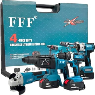 Kit Completo Professionale Fai da Te 4 in 1 con Trapano Avvitatore a Batteria, Trapano a Percussione a Batteria, Smerigliatrice Angolare a Batteria, Trapano a Martello e ad Impulsi Svita Bulloni 68v