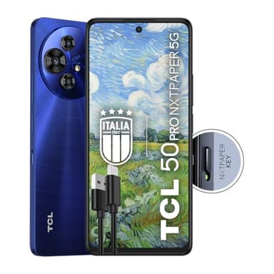 TCL 50PRO NXTPAPER 5G - Smartphone 5G Display 6.8" 120Hz Nxtpaper 3.0, 512GB, 16GB RAM (8GB+8GB virtual RAM), Tripla Cam 108Mpx + front cam 32Mpx, Android 14, Batt. 5010 mAh, Blue, USB Type-c bundle