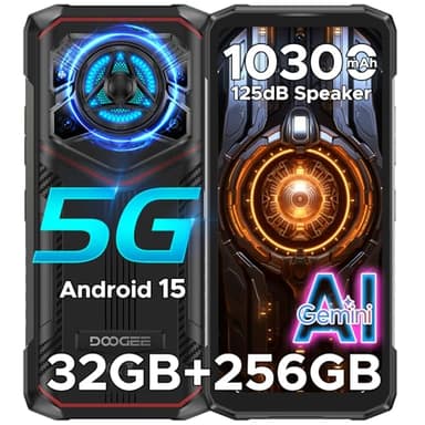 DOOGEE Blade 20 Play Rugged Smartphone 5G, Effetto Luce LED, 125dB Altoparlante, 32GB+256GB Gemini AI Telefono Rugged, 50MP AI+20MP Visione Notturna, Android 15/MTK 7050/6.56"/10300mAh/NFC/Dual SIM