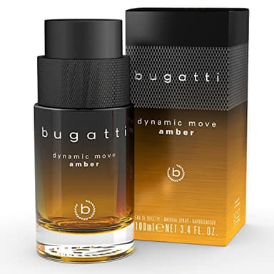 bugatti Dynamic Move Amber 100 ml I Profumo da uomo I Eau de Toilette I Combinazione sensuale di cannella, tabacco e cipriolo, dinamico, polveroso e dolciastro