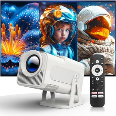 HY320 NTV Android 13 Smart Proiettore con Varie App Ufficiali, Assistente Vocale Intelligente 1080P Nativo/Risoluzione Ottica 320ANSI 5G Wifi BT 5.2 Portatile Videoproiettore Home