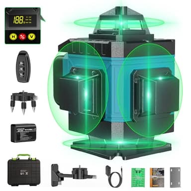 Bogseth Livella Laser Autolivellante 16 Linee, 4 x 360° Livello Laser Blu, 2 x Batterie, Autolivellante, Supporto Rotante, Telecomando