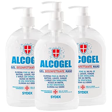 Gel Disinfettante Mani Professionale Igienizzante Antibatterico - Presidio Medico Chirurgico Elimina Odori Fino al 99,9% di Germi Funghi Batteri e Virus (4x 500ml)