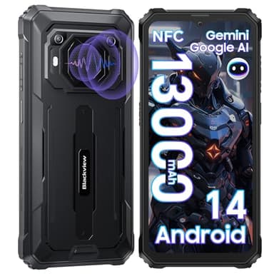 Blackview BV6200Pro 13000mAh Rugged Smartphone 2025, Altoparlante 98DB Telefono Rugged, Android 14, 18GB+128GB /2TB, 6.56" HD+ Cellulare Indistruttibile, 13MP/Dual 4G/ OTG/GPS/NFC/Fingerprint
