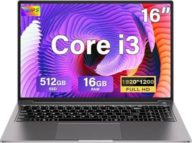 PC Portatile Gaming 16GB RAM 512GB 1TB SSD Espansione Core i3 (fino a 3,2Ghz) Notebook 16 Pollici Computer Portatile 1920 * 1200 IPS UHD Tipo C 5G WiFi con mouse & adesivi per tastiera Italiana-Grigio