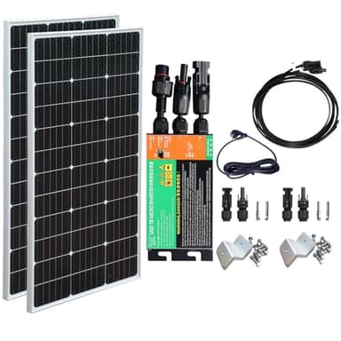 Centrale elettrica da balcone, 300 Watt, presa completa Plug & Play, pannello solare da 210 W, con inverter da 230 V, 300 W, impianto solare da balcone completo, fotovoltaico, modulo solare da 18 V