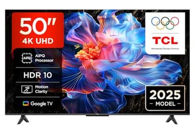 TCL 50V6C Smart TV LED Direct da 50", HDR 4K, con tecnologia Google TV (Dolby Audio, Motion Clarity, compatibile con Google Assistant e Alexa)