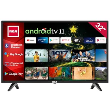RCA RS32H2 Smart TV 32 pollici (80 cm) 720p Android TV con Google Assistant, Netflix, Chromecast, Prime Video, YouTube, Google Play Store, Disney+, BT remote, Wifi, Triple Tuner (DVB-C/T2/S2)