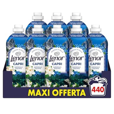 Lenor Ammorbidente Lavatrice Concentrato Essenze d’Italia, 440 Lavaggi (8x55), Capri, Note Di Gardenia e Giacinto, Profumo autentico di lunga durata