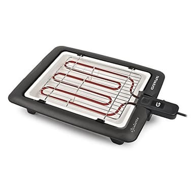 G3 Ferrari G10024 Giulietta Barbecue Elettrico, 2000 W, Griglie Inox, Area cottura 31 x 25 cm, Vassoio porcellanato per facile pulizia, Resistenza in acciaio corazzato, Griglia doppia, Nero