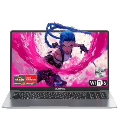 ACEMAGIC Gaming PC Portatile AMD Ryzen 7 5700U(Battere i7-1265U),Tastiera Retroilluminata Notebook,16,1 Pollici RAM 16GB SSD 512GB, WiFi 6,Gaming Computer Grigio
