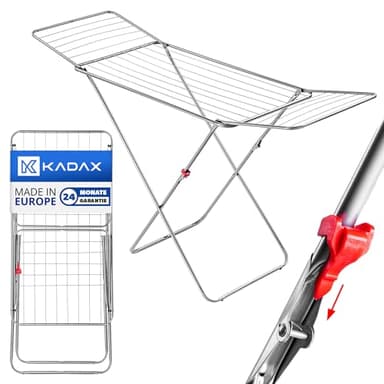 KADAX Stendibiancheria 171 x 54 x 97 cm Pieghevole in Acciaio con Piedi Antiscivolo, Grande Stendino per l'Asciugatura dei Tuoi Panni (Argento)