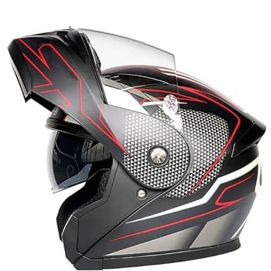 BDBLFLTZ Casco Integrale modulare Moto con Doppia Visiera e Prese d'Aria Multiple, Casco da Moto Flip-up omologato DOT/ECE per Uomo e Donna, Casco Moto,ciclomotore e Scooter E,L(59-60cm)
