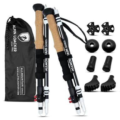 ALPIN LOACKER Bastoncini Trekking in Alluminio | Ultraleggeri, Resistenti, Regolabili e Ammortizzati | Multiuso: Montagna, Nordic Walking, Sci Alpinismo, 115-135cm