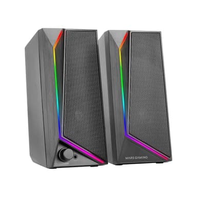 Mars Gaming MS72, Altoparlanti Gaming 15W, Illuminazione RGB Flow, 2 Driver Attivi, Chipset DSP, Connessione Plug&Play USB e Jack 3.5mm, Rotella Controllo Volume e Porta Audio per Cuffie, Nero