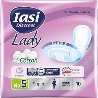 IASI Discreet LADY, Assorbenti per perdite urinarie Femminili Leggere e Moderate, Taglia Super, 10 Unità