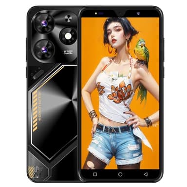 MsMga Smartphone economico, 16GB ROM (scalabile fino a 128GB), display IPS da 5.0 pollici, sistema operativo Android 9.0, doppia fotocamera Dual SIM, ID viso 3G Telefoni cellulari (Povo6 Neo-Black)