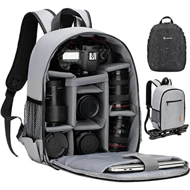 TARION TBS Zaino Fotografico SLR Piccolo Impermeabile, Borsa per Fotocamera Leggera e Compatta Con Copertura Antipioggia (Grigio)