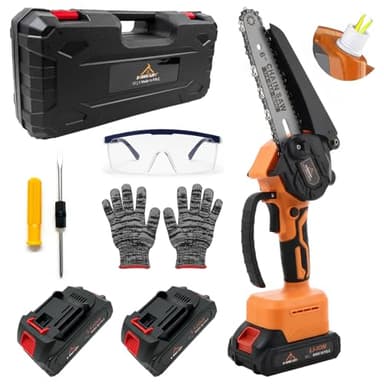 Voltix Mini Motosega a Batteria 6 Pollici Motore Brushless, Motosega Elettrica per Potatura con Pompetta Olio, Taglio Legno e Manutenzione Giardino