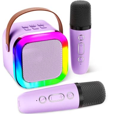 Aplsinvivi Macchina karaoke per bambini adulti, altoparlante karaoke portatile per bambini con microfono senza fili, regali per le ragazze di età 4, 5, 6, 7, 8, 9, 10, 12 anni + festa di compleanno