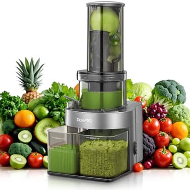 Estrattore Frutta e Verdura con 119MM Senza Preparazione , Estrattore di Succo a Freddo con 200W Motore Silenzioso e Funzione Inversa che, Facile da Pulire con un Pennello