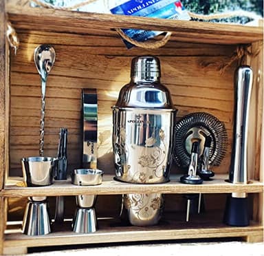 apolliner,shaker Cocktail professionale,kit barman con supporto in legno pregiato |set barman cocktail professionale,kit, cocktail set,bar,cocktail,attrezzatura da bar,regalo casa,Uomo,Donna(16pezzi)