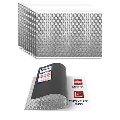 HASKYY Pannelli isolanti in alluminio butilico, 2 mm, 2,04 m², 500 x 370 mm, 11 isolanti per auto, isolamento acustico e isolamento acustico