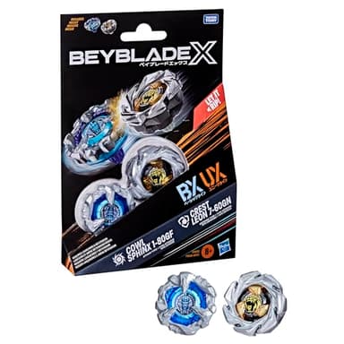 Hasbro Beyblade X, Set Dual Pack, Cowl Sphinx 1-80GF BX e Crest Leon 7-60GN UX