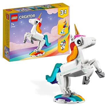 LEGO Creator 3 in 1 Unicorno Magico Giocattolo - Animale che si Trasforma in Cavalluccio Marino o in Pavone - Regalo Creativo per Bambine e Bambini da 7 Anni in su - 31140