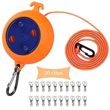 Stendibiancheria Estensibile,10M Filo Stendibiancheria Per Esterno, Hotel, Campeggio, Cortile, Esterno/Interno con 20 Mollette Antivento