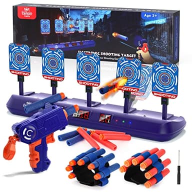 Lehoo Castle Tiro al Bersaglio con Pistola Giocattolo per Bambini, Bersaglio Elettrico per Nerf con 20 Proiettili in Schiuma, Giochi Bambino 3 4 5 6 7 8 9 Anni