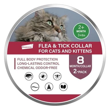 RoamRover Collare Confezione da Antiparassitario per Gatti, Con Oli Essenziali Naturali, Impermeabile e Regolabile, Protezione di 16 Mesi contro Pulci e Zecche, Prevenzione Naturale(2Pz)