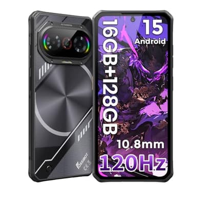 FOSSiBOT F114 Rugged Smartphone 2025 Android 15, 6.67" 120Hz Ultra Display, 10.8 mm Sottile Telefono Indistruttibile, Fotocamera AI 50MP, 16GB+128GB, 5000mAh Telefoni, IP68/IP69K/NFC-Nero (Nero)