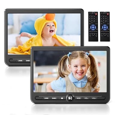 Arafuna 10,5" Doppio Lettore DVD per Auto, Ricaricabile Schermo Auto Play Uno o Due Film Diversi, Poggiatesta per Auto Ricaricabile, Supporto USB/SD, Ultima Memoria