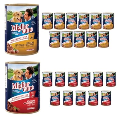 Miglior Cane umido. 24 scatolette da 405gr cibo umido per cani Miglior Cane (Gusto, Misto 1)