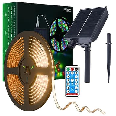 MIWATT Strisce Luminose Solari, Luce Corda Esterna Con Telecomando Timer PVC Tubo Copertura Luci Striscia Impermeabile per Camera Da Letto Giardino Patio Piscina Decorazione Natalizia