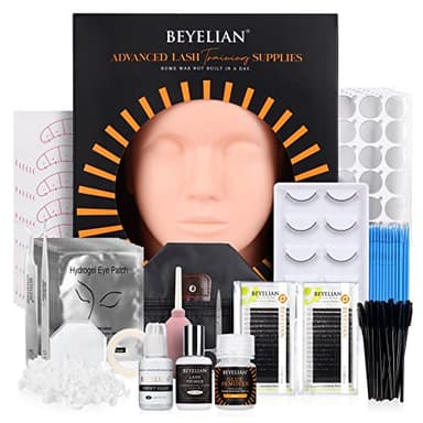 BEYELIAN Kit Extension Ciglia Professionali, per L'Addestramento Alla Messa Delle Ciglia Finte Su Testa di Manichino Piatta per Occhi
