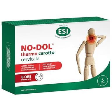 ESI, No-Dol Thermo Cerotti Riscaldanti Cervicale, Allevia i Fastidi Reumatici e Muscolari, Fonte di Calore di Origine Naturale Senza Farmaci, Sollievo Fino a 8 Ore, Senza Coloranti e Parabeni, 5 Pezzi